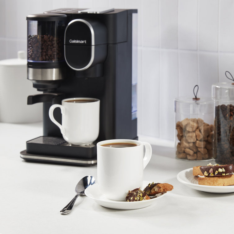 White Single-Serve Coffee Maker with Conical Burr Grinder