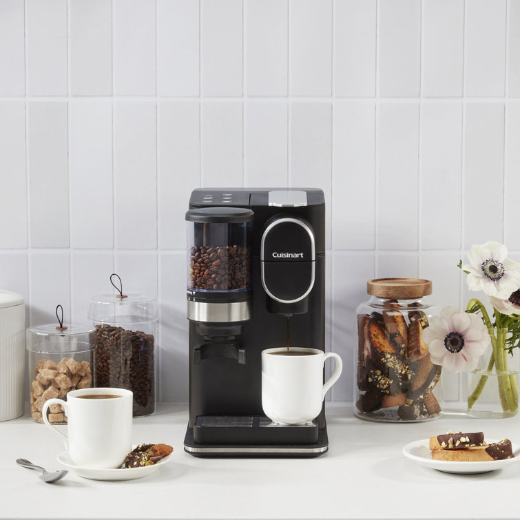 White Single-Serve Coffee Maker with Conical Burr Grinder