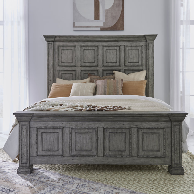 Big Valley Traditional King Panel Bed with Drawer in Light Brown