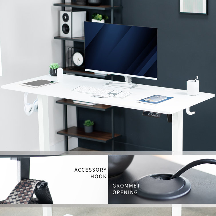 White 55" Electric Adjustable Height Standing Desk with Memory Controller