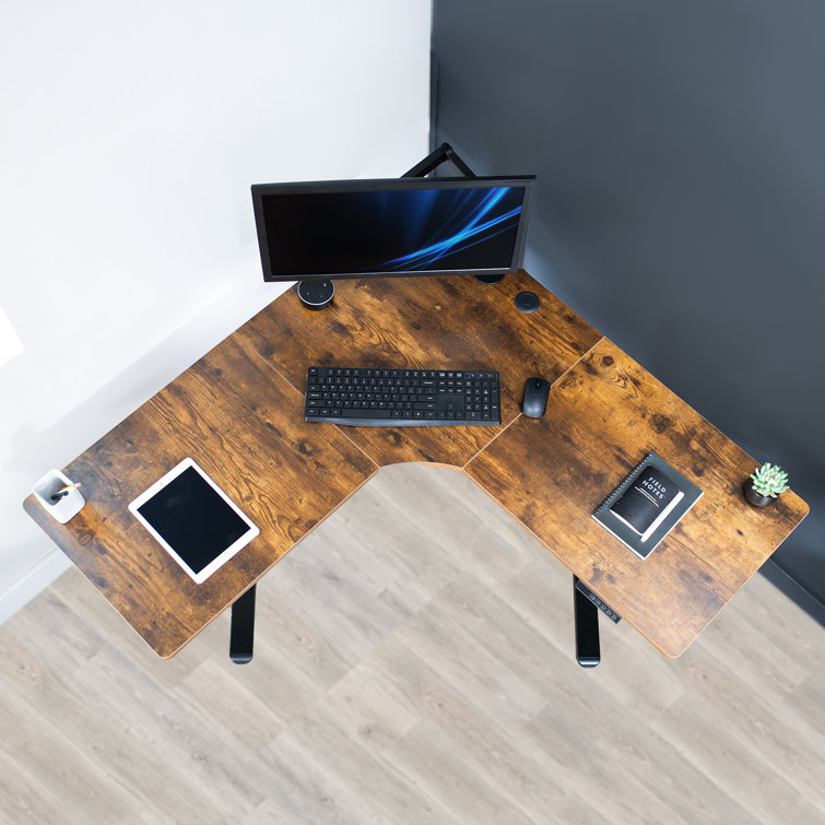 Vintage Brown & Black Electric Adjustable Corner Desk, 47"