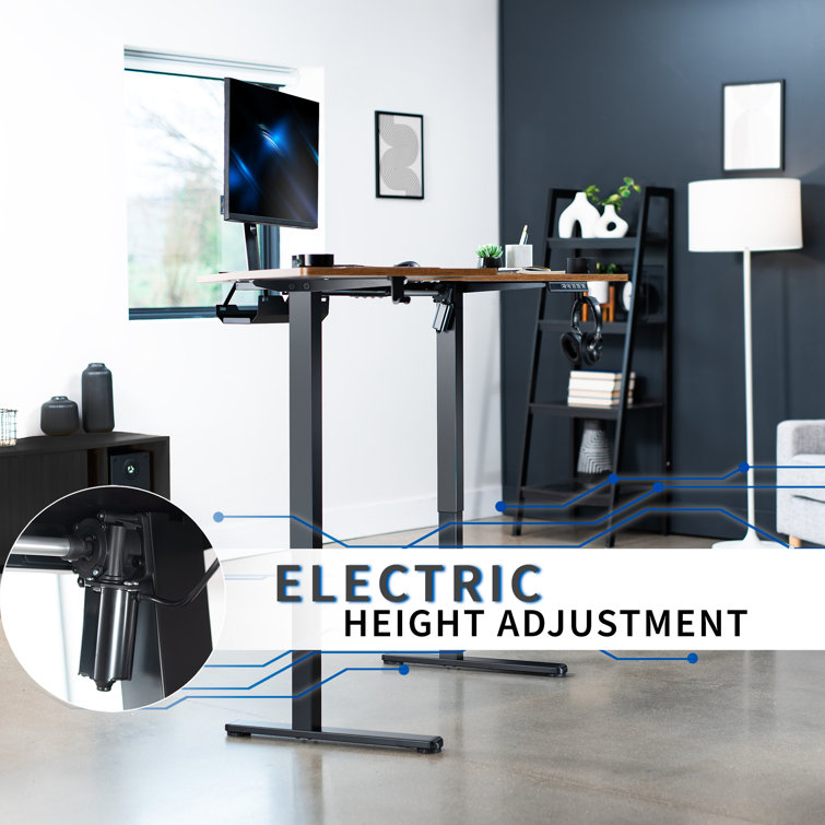 Vintage Brown & Black Electric Adjustable Corner Desk, 47"