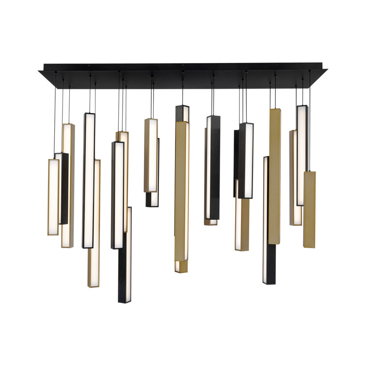 Chaos Black and Aged Brass LED Linear Pendant