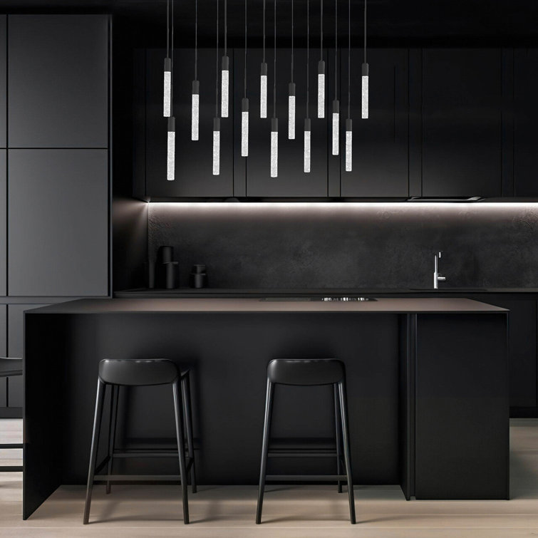 Polished Nickel Crystal LED Multi-Light Pendant