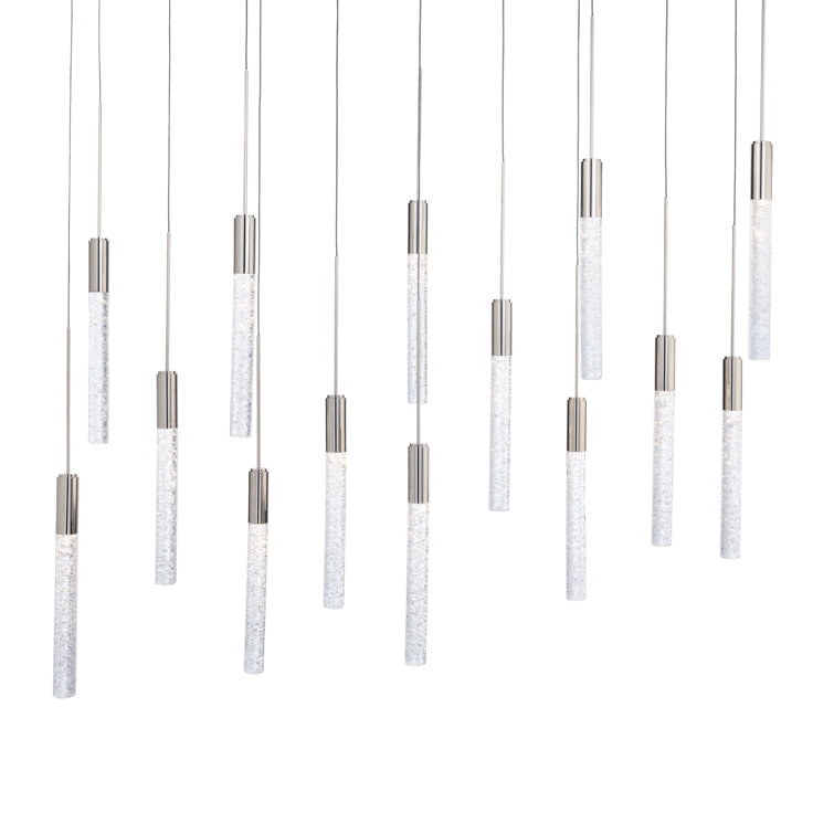 Polished Nickel Crystal LED Multi-Light Pendant