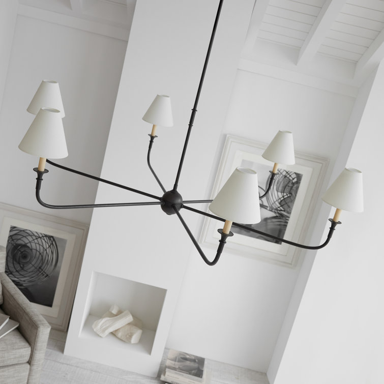 Aged Iron and Crystal 6-Light Candle Chandelier