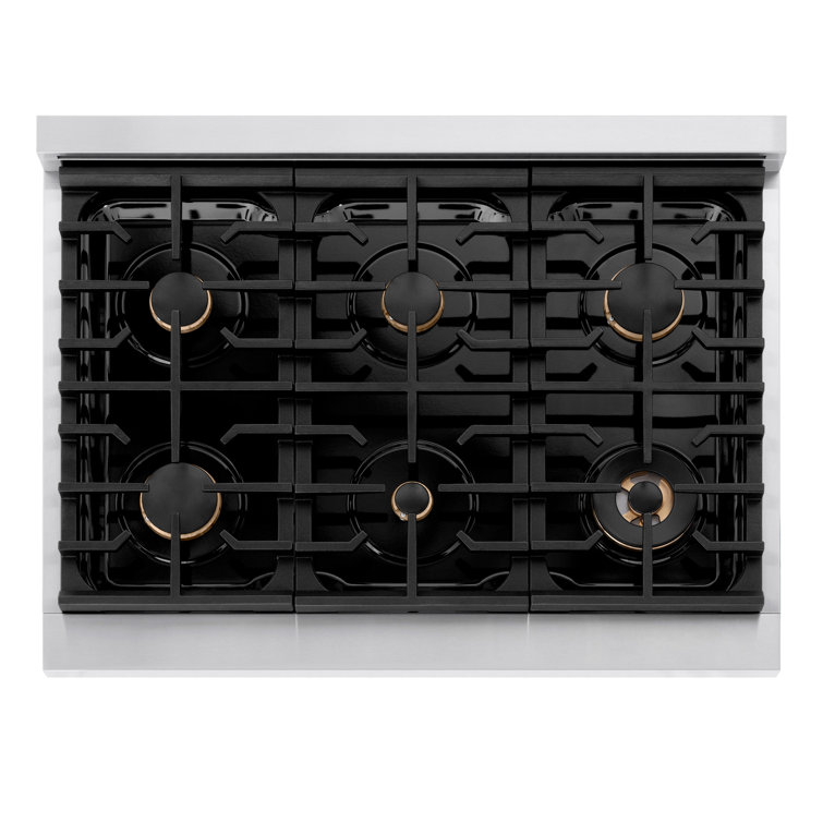36" Stainless Steel Dual Fuel Range with Champagne Bronze Accents