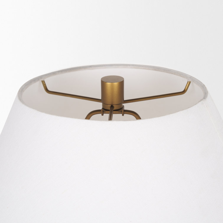 Gold Textured Metal Table Lamp with Cotton Blend Shade