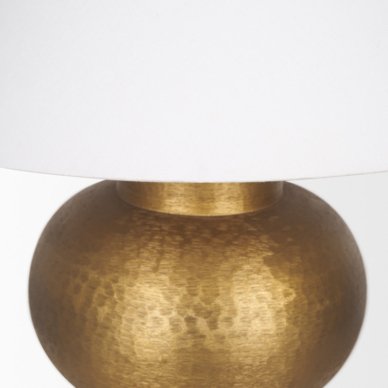 Gold Textured Metal Table Lamp with Cotton Blend Shade