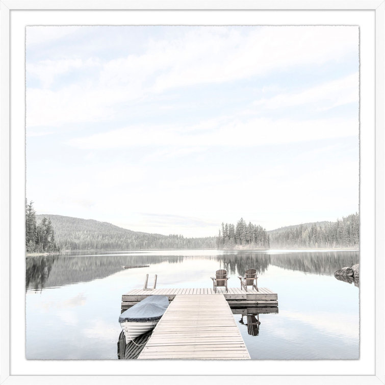 Serene Lake Landscape Framed Canvas Print