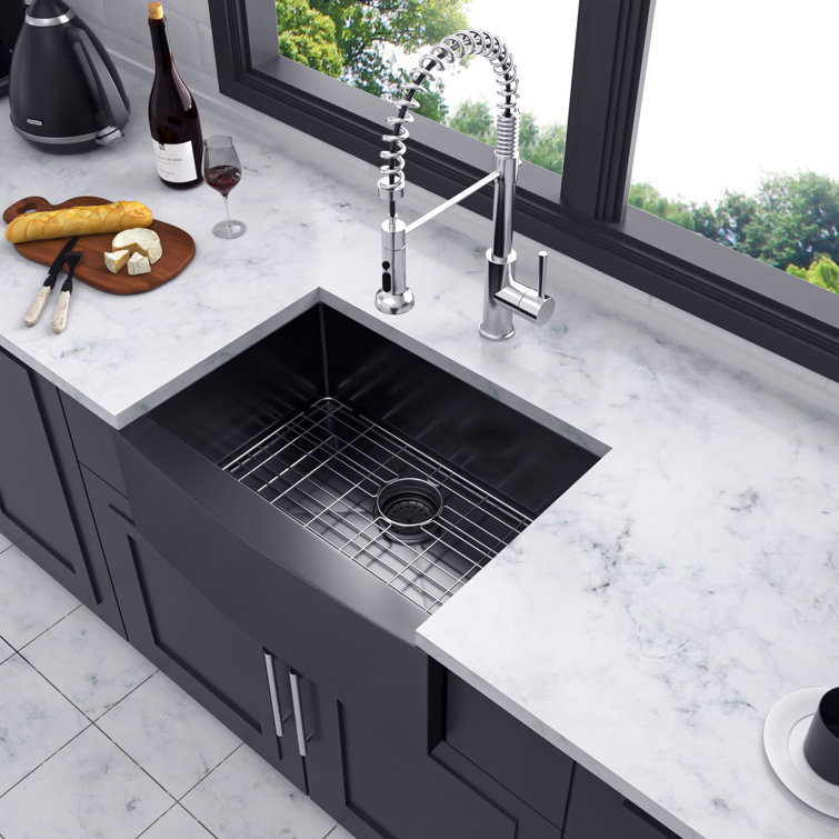33'' Gunmetal Black Stainless Steel Farmhouse Apron Sink