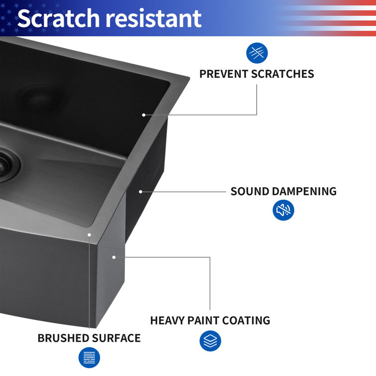 33'' Gunmetal Black Stainless Steel Farmhouse Apron Sink