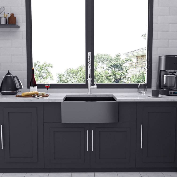33'' Gunmetal Black Stainless Steel Farmhouse Apron Sink