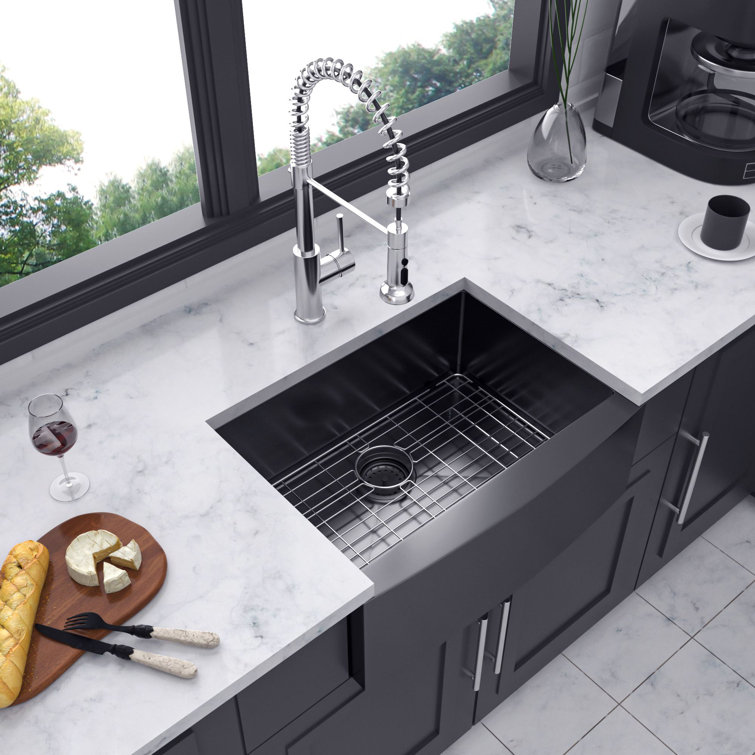 33'' Gunmetal Black Stainless Steel Farmhouse Apron Sink