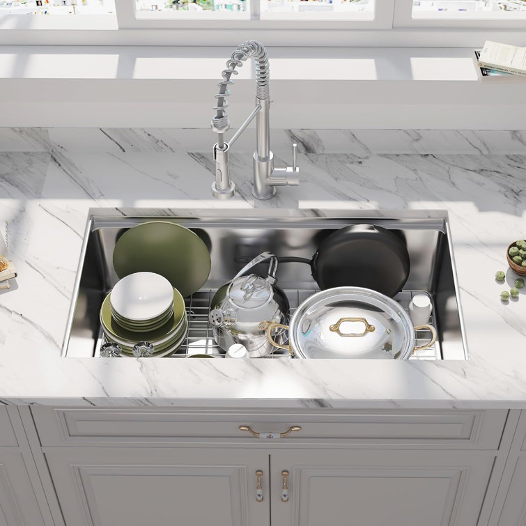32" Stainless Steel Drop-in Single Bowl Workstation Kitchen Sink