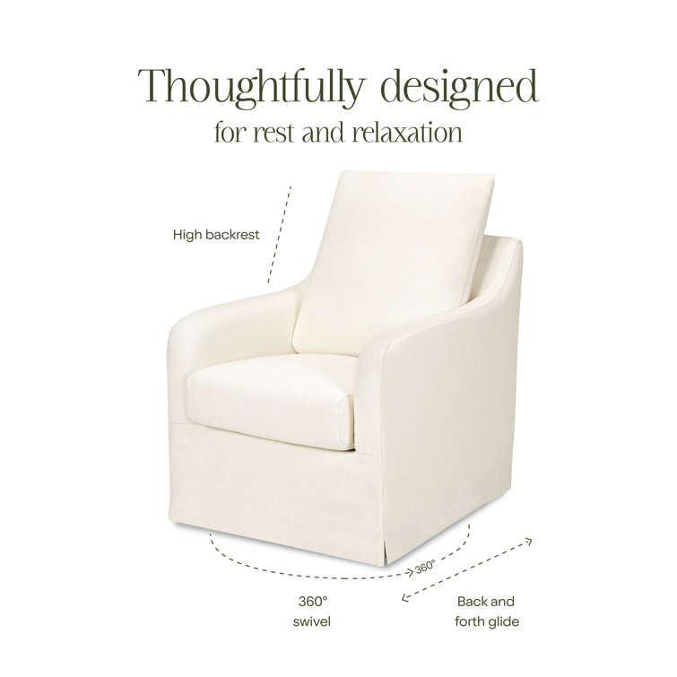 Ivory Eco-Linen Swivel Rocker with Removable Slipcover