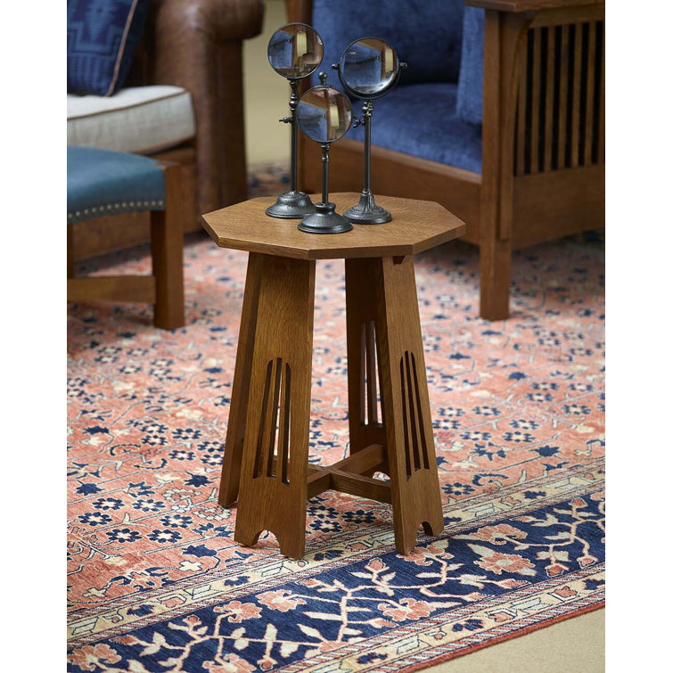 Onondaga Oak Octagonal End Table with Pierced Sides
