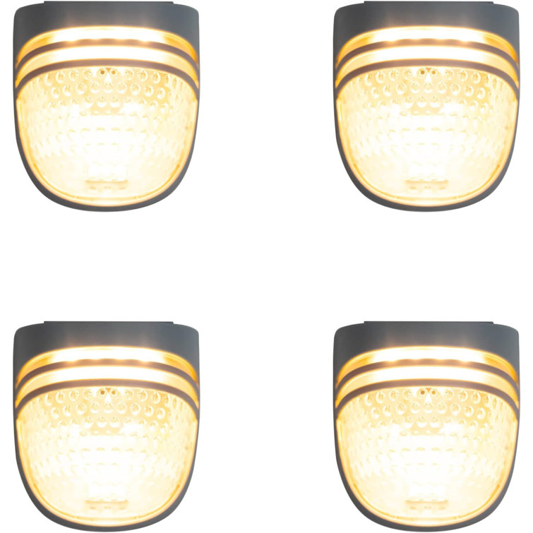 Dappled-Pebble Gray Solar Powered LED Deck Light Pack, 4 Pack