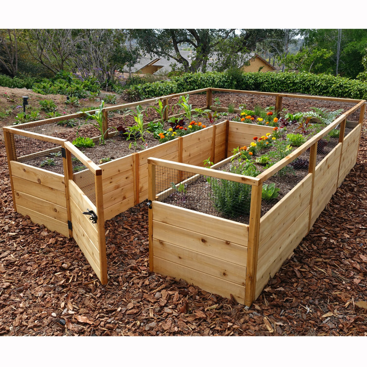 12 ft Cedar Raised Garden Bed with Wire Mesh