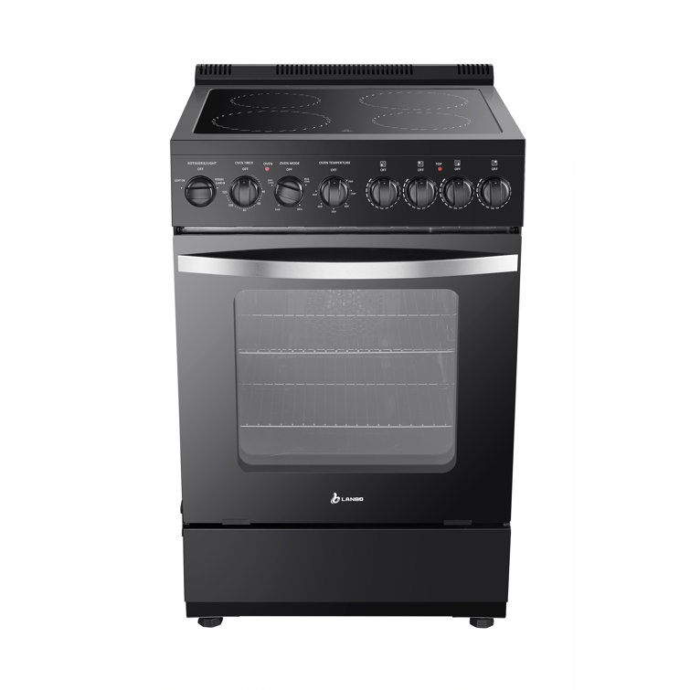Lanbo 24" Black Freestanding Electric Range with Convection and Warming Drawer