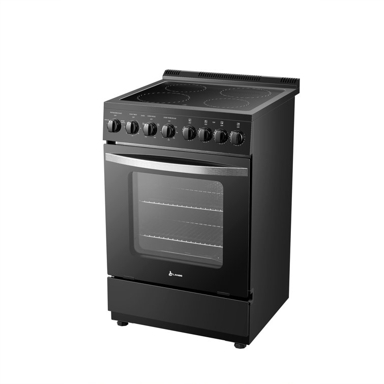 Lanbo 24" Black Freestanding Electric Range with Convection and Warming Drawer