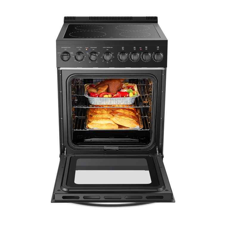 Lanbo 24" Black Freestanding Electric Range with Convection and Warming Drawer