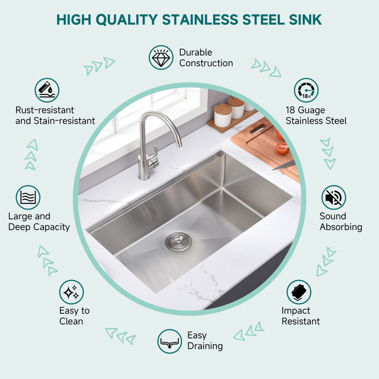 32" Stainless Steel Drop-in Single Bowl Workstation Kitchen Sink