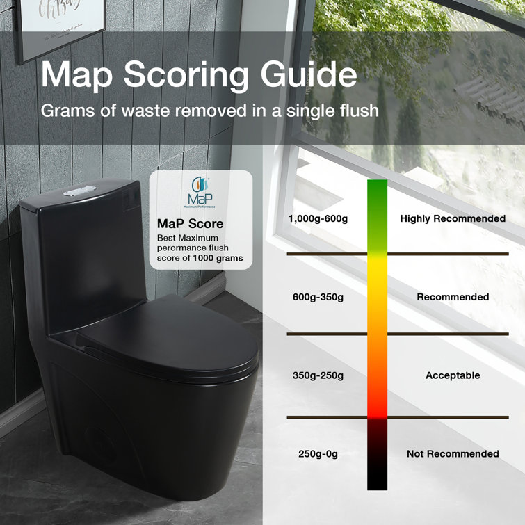 Matte Black Ceramic Dual Flush Elongated One-Piece Toilet