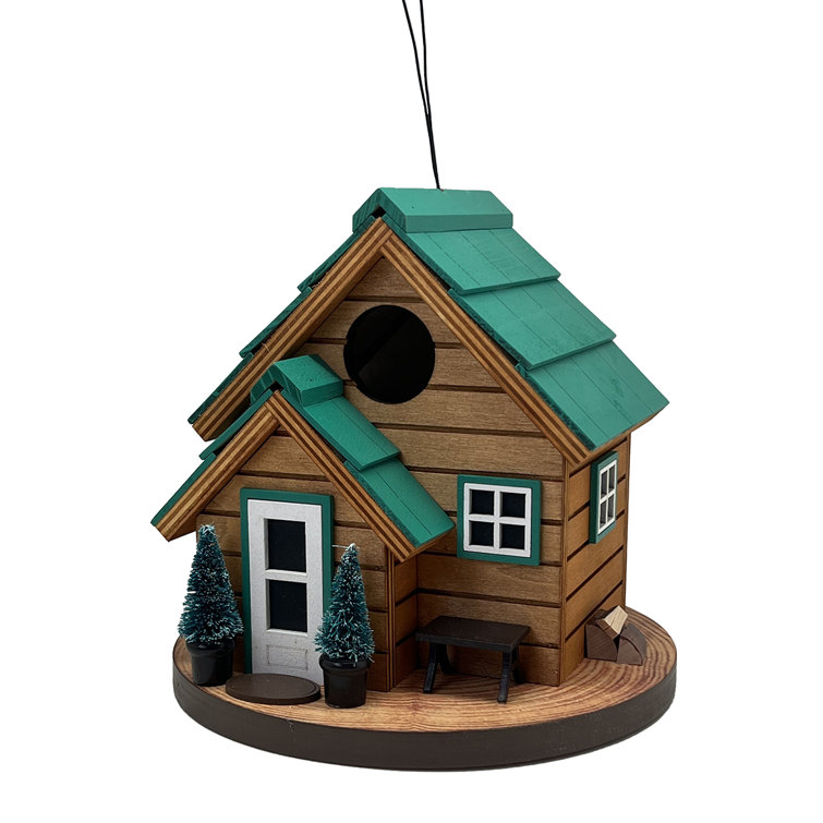 Cedar Point Cottage Birdhouse with Green Roof