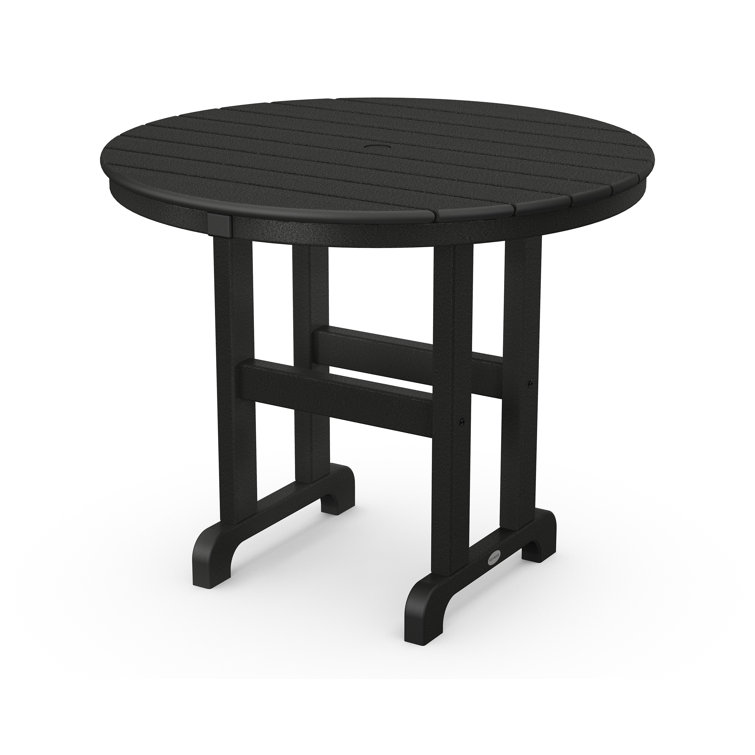 POLYWOOD Black 36" Round Farmhouse Dining Table