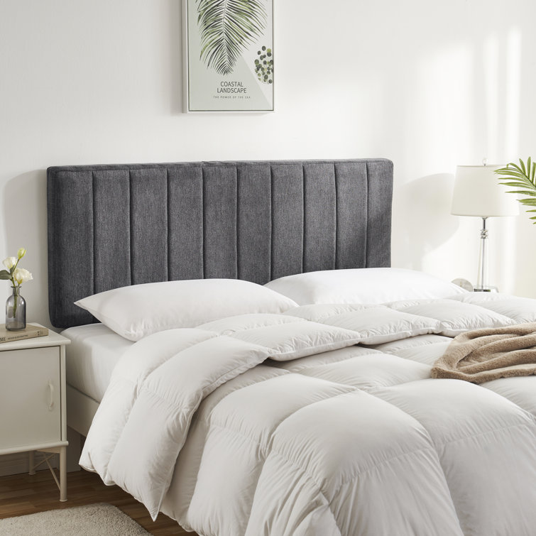 Gray Upholstered King Tufted Wall-Mounted Headboard