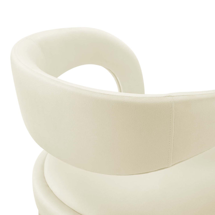 Ivory Gold Velvet Upholstered Counter Stools with Metal Footrest, Set of Two