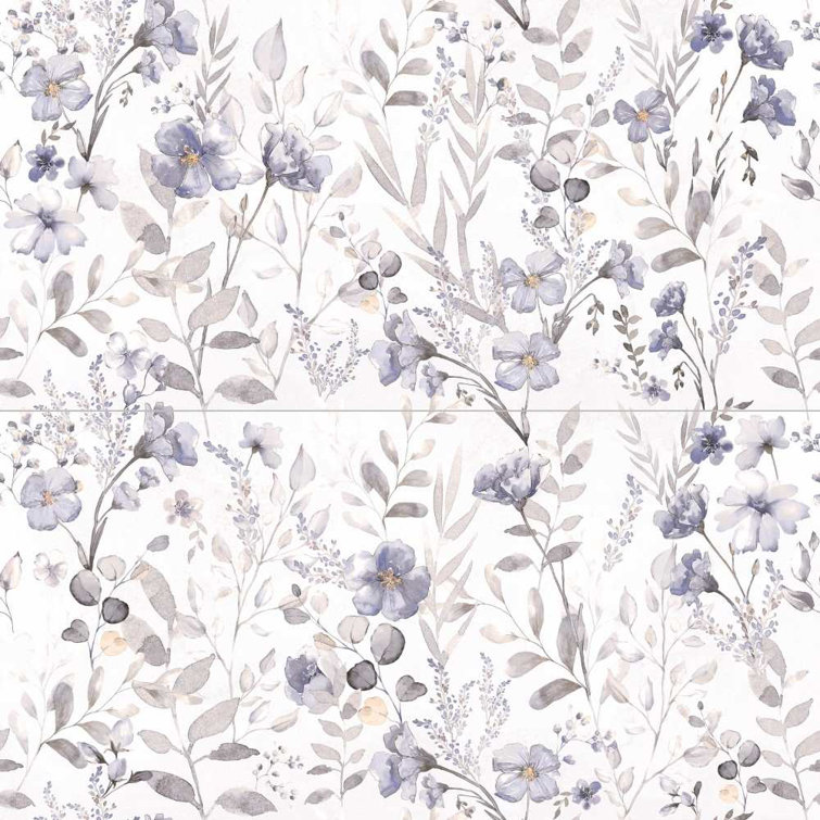 Sakura 24" x 48" Glossy Porcelain Floral Wall and Floor Tile
