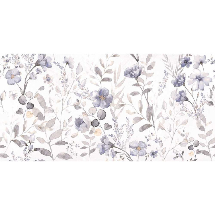 Sakura 24" x 48" Glossy Porcelain Floral Wall and Floor Tile