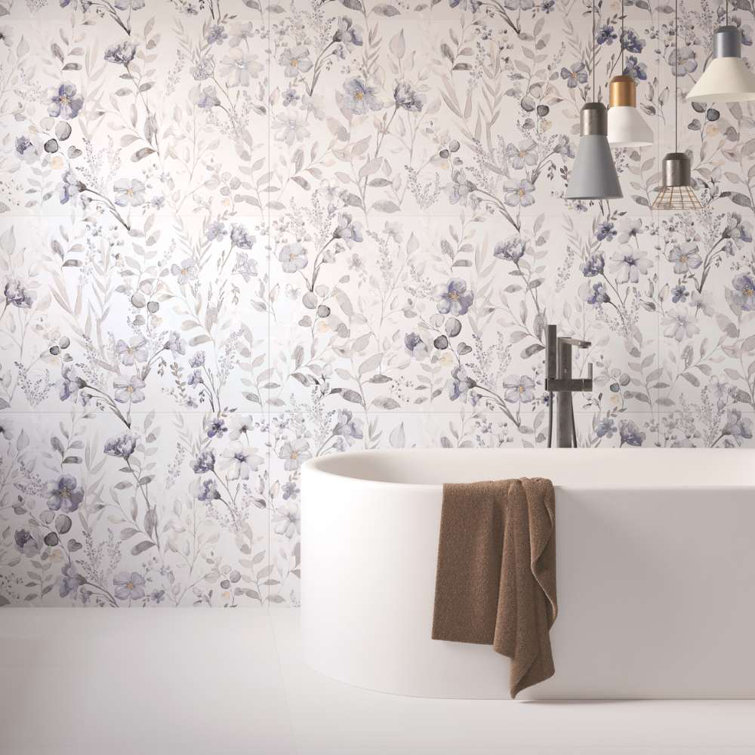 Sakura 24" x 48" Glossy Porcelain Floral Wall and Floor Tile