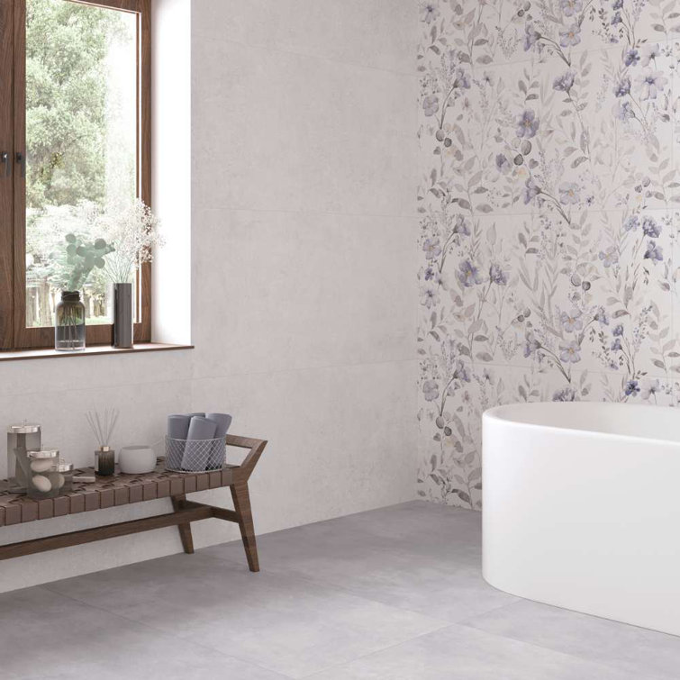 Sakura 24" x 48" Glossy Porcelain Floral Wall and Floor Tile