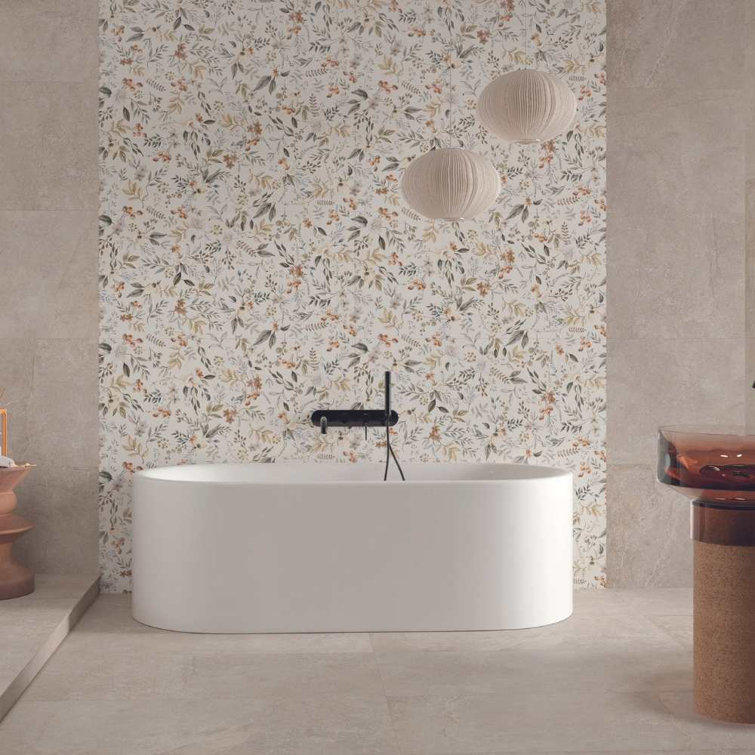 Autumn Floral Glossy Porcelain 24" x 48" Wall and Floor Tile