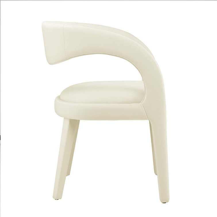 Ivory Velvet Upholstered Dining Chairs with Curved Backrest, Set of Two
