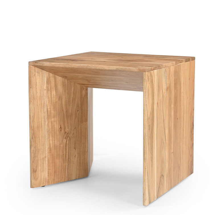 Lux Light Brown Solid Acacia Wood End Table