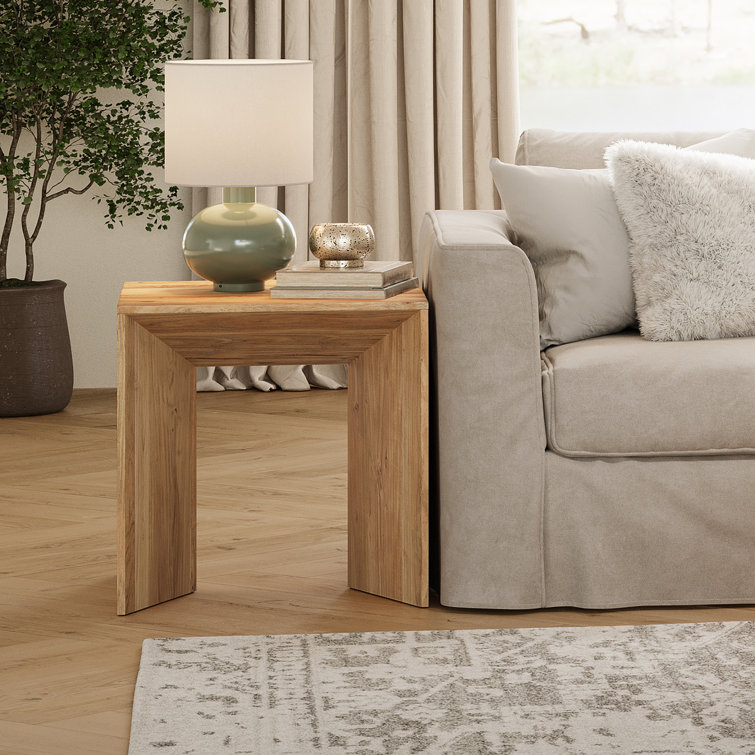 Lux Light Brown Solid Acacia Wood End Table