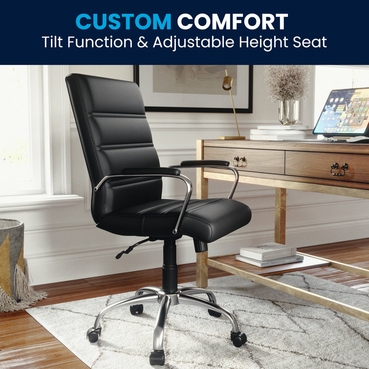 Sleek Mid-Back Black LeatherSoft Swivel Executive Office Chair