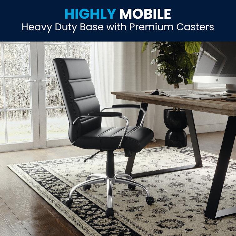 Sleek Mid-Back Black LeatherSoft Swivel Executive Office Chair