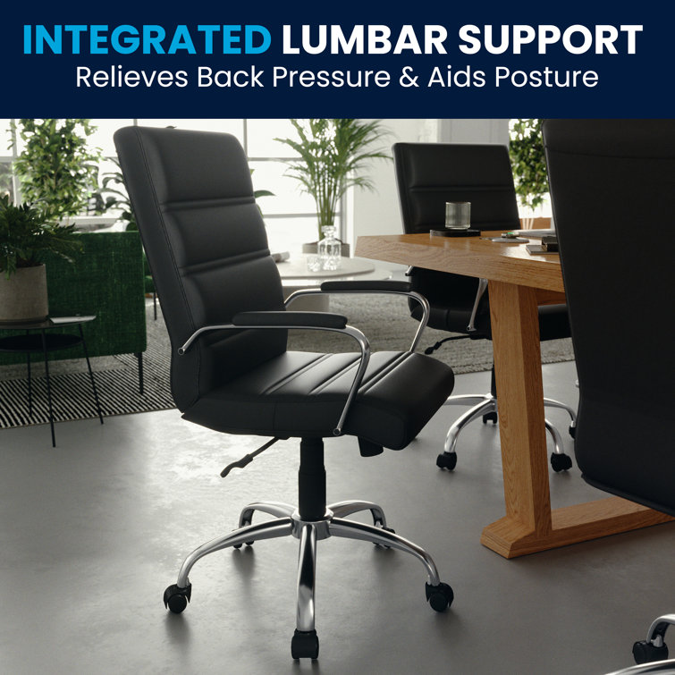 Sleek Mid-Back Black LeatherSoft Swivel Executive Office Chair