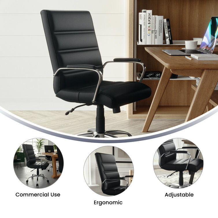 Sleek Mid-Back Black LeatherSoft Swivel Executive Office Chair