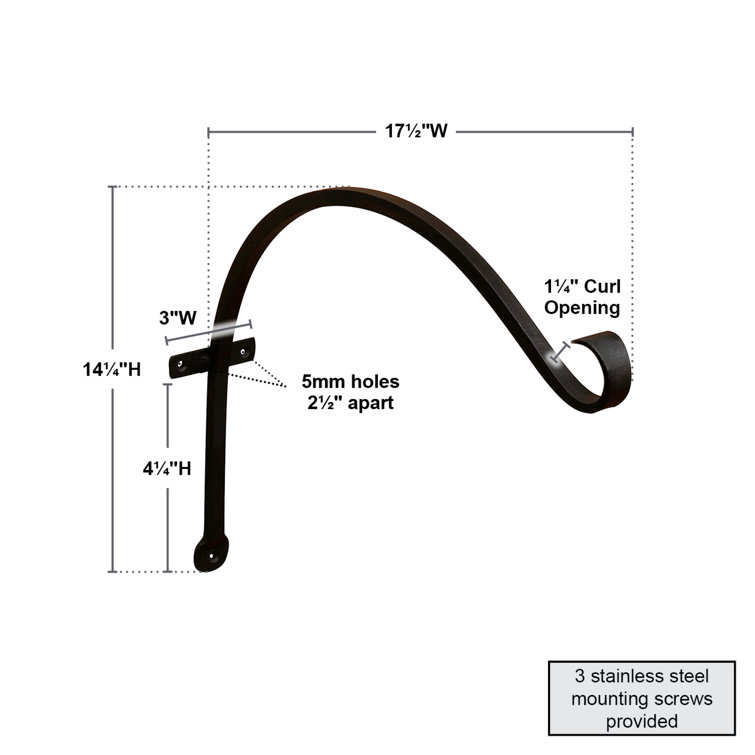 Black Wrought Iron Weather Resistant Wall Bracket Set