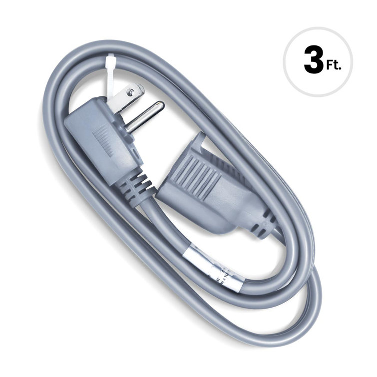 Gray 3 Ft. PVC Appliance Extension Cord with 15 Amps