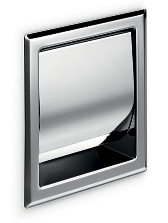 Polished Stainless Steel Recessed Toilet Paper Holder with Cover