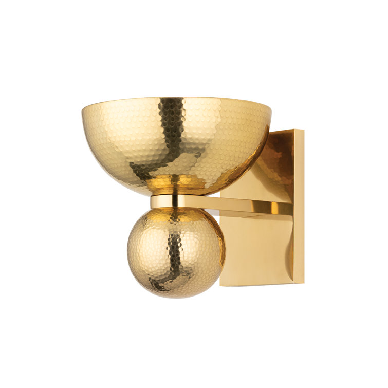 Vintage Brass Hammered Metal Wall Sconce
