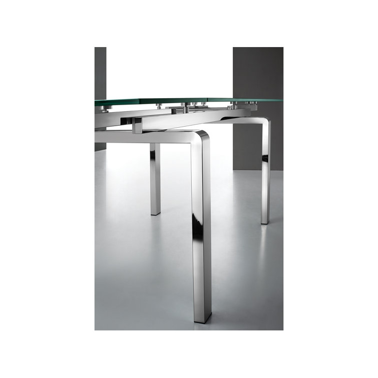 Calvert Contemporary Extendable Glass Dining Table with Chrome Base