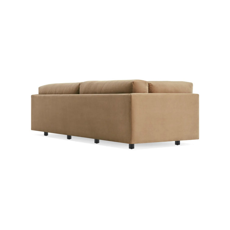 Camel Velvet 102'' Sofa with Square Arms